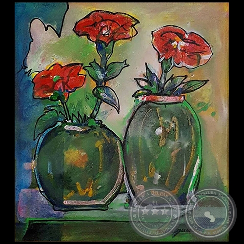 Jarrón con Flores - Obra de Lucio Aquino - Año 1992